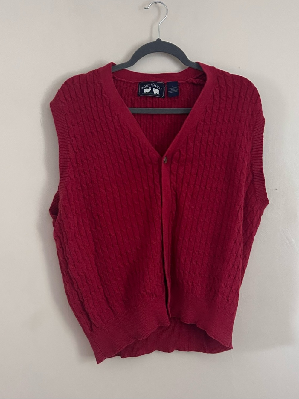 Lands' End Raspberry Cable-Knit V-Neck Sweater Vest